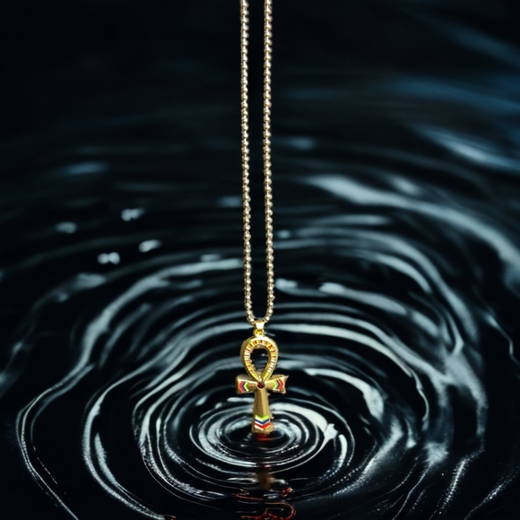 Alloy Egyptian Ankh Cross Pendant Necklace - Picture 3 of 8